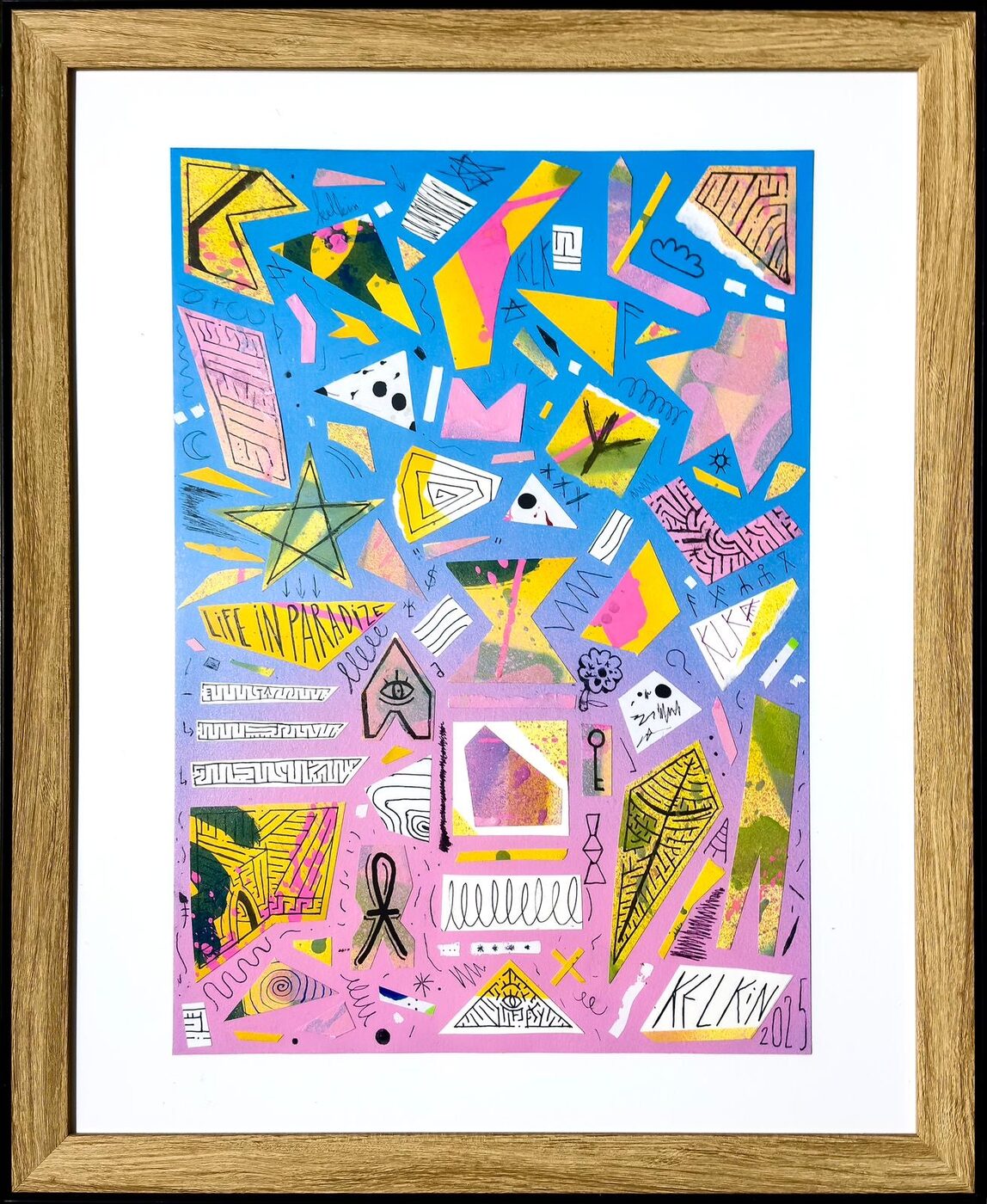 Fragment n°1 - Œuvre originale par Kelkin, techniques mixtes sur papier 30×42cm