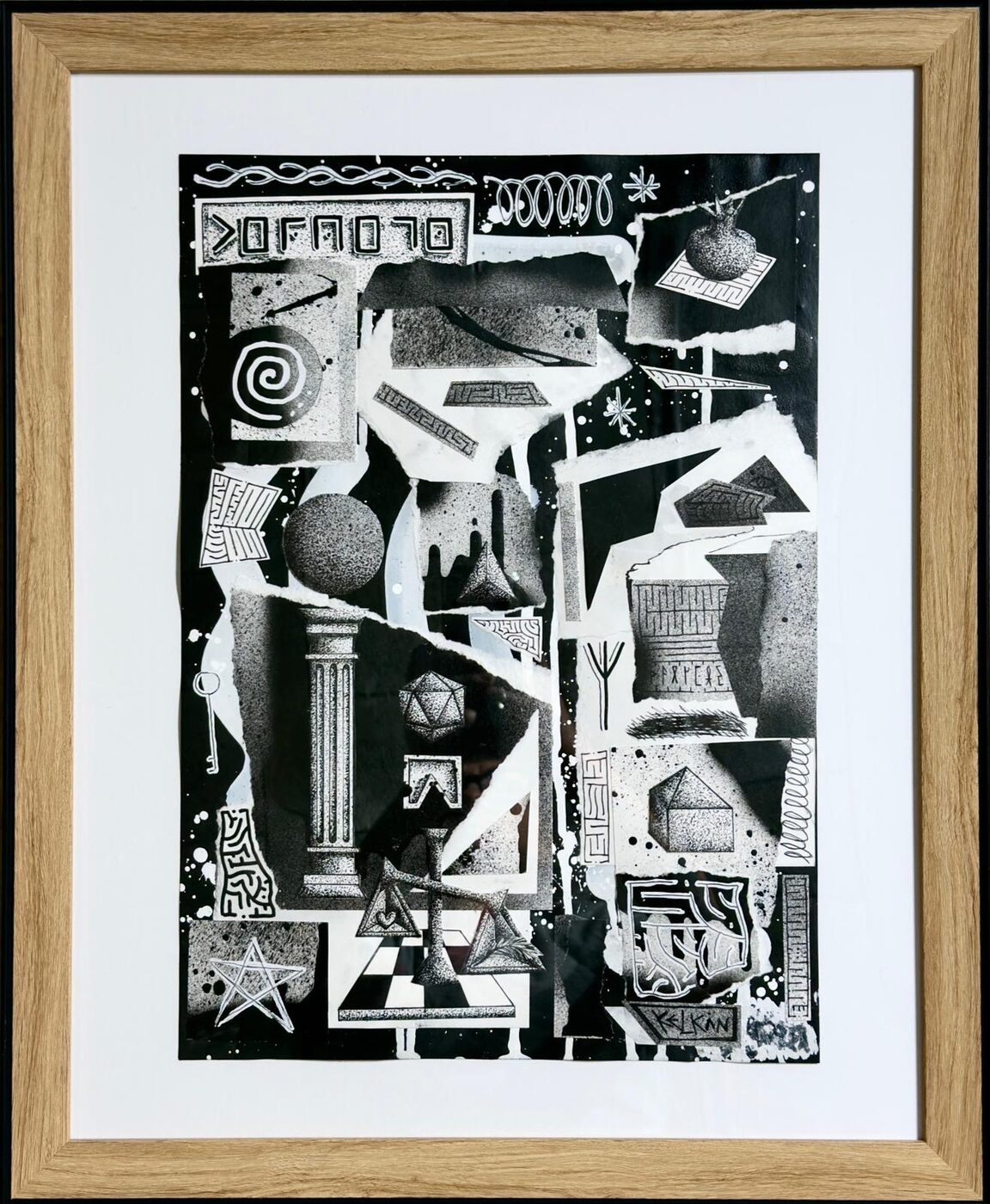 Fragment n°3 - Œuvre originale par Kelkin, techniques mixtes sur papier 30×42cm