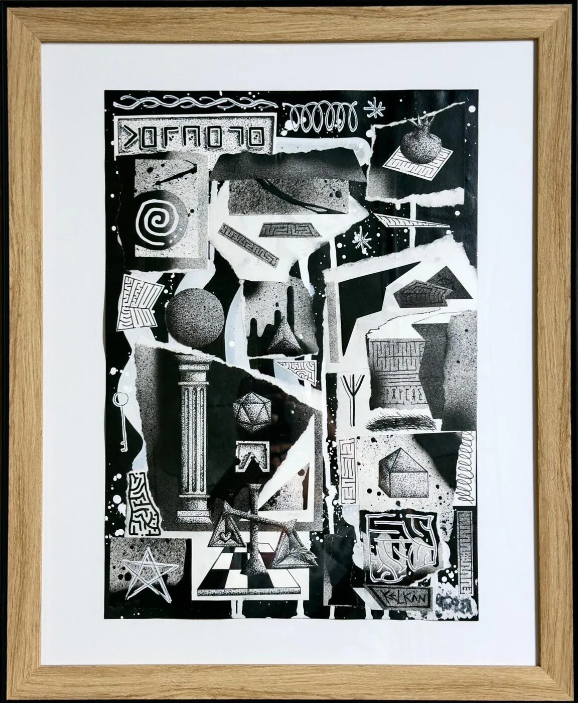 Fragment n°3 - Œuvre originale par Kelkin, techniques mixtes sur papier 30×42cm
