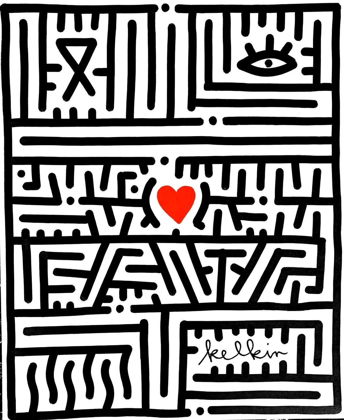 Life is Love - Œuvre originale signée par Kelkin 48×38cm