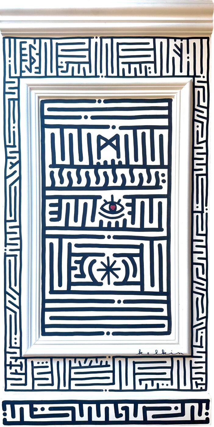 Open Ur Eye To Love - Œuvre originale par Kelkin, acrylique sur MDF 96×52cm