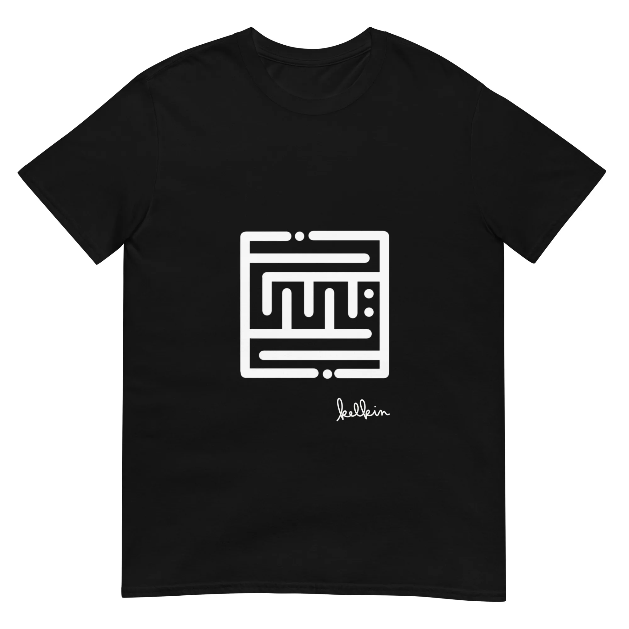 T-shirt LIFE IS A MAZE(ING) KELKIN, labyrinthe blanc sur fond noir
