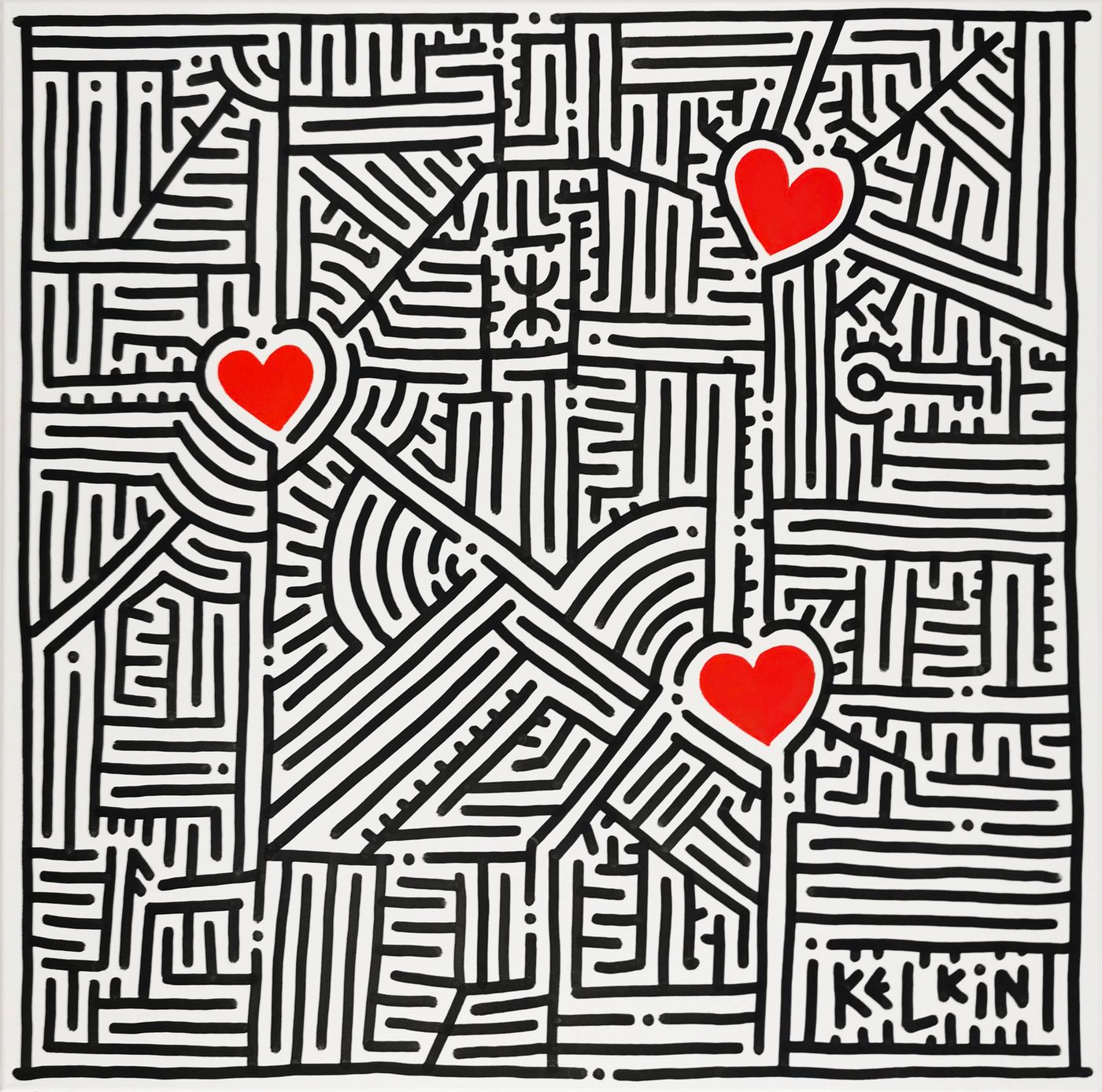 1 + 1 = 3 - Toile par Kelkin, 100×100cm