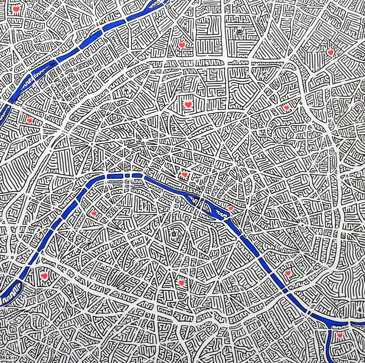 Plan de Paris - Toile par Kelkin, 100×100cm